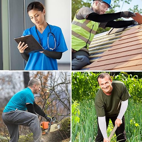 Miniatura 7 de CMCOOPLX 2 pares de mangas de brazo para hombres, mujeres y jóvenes, protección solar UV, cubierta de tatuaje, refrescante, compresión