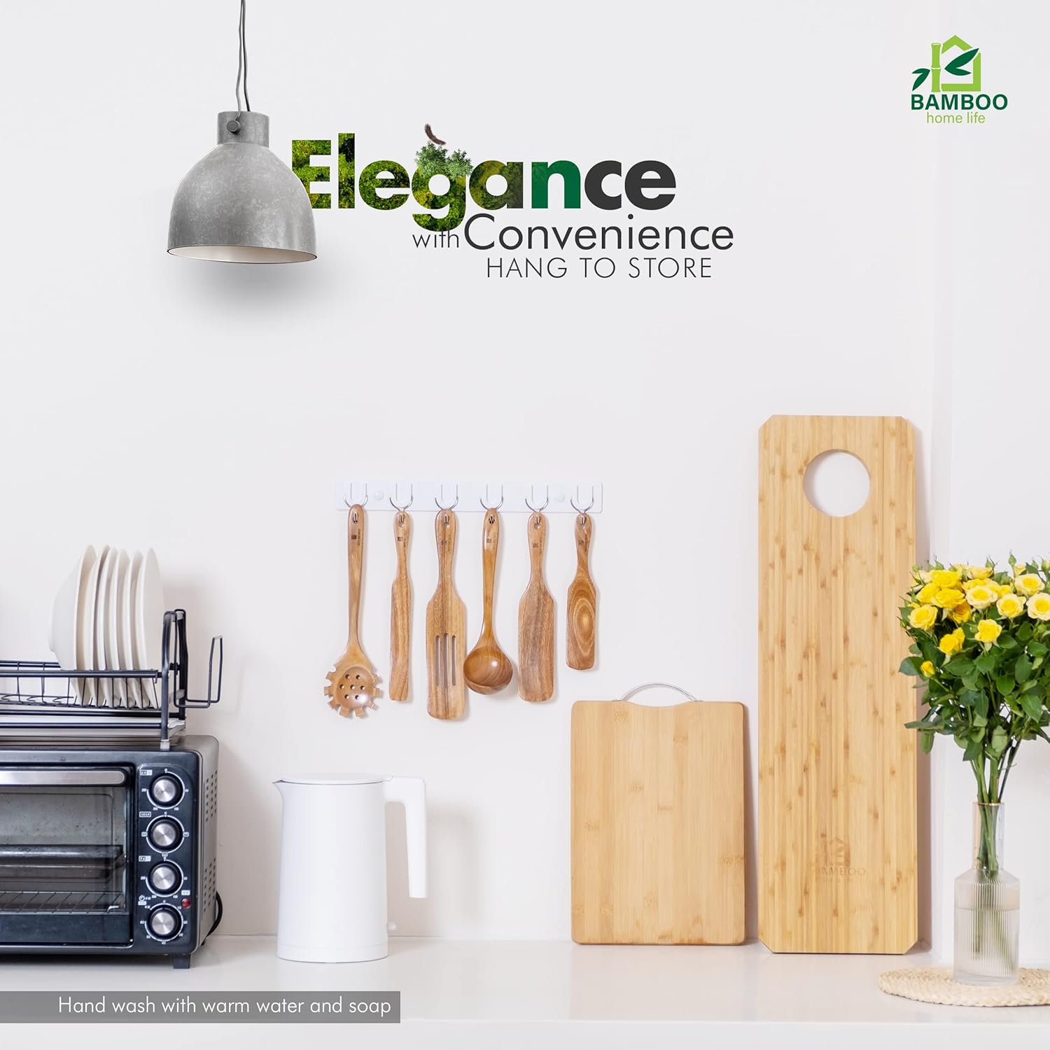 Extra Large Charcuterie Board, 31x8 inch Bamboo Serving Platter, Long Cheese Board with Dip Bowl Hole, Ideal for Meat, Cheese, Appetizers & Party Food, Easy to Clean - Bamboo Home Life - Image 6