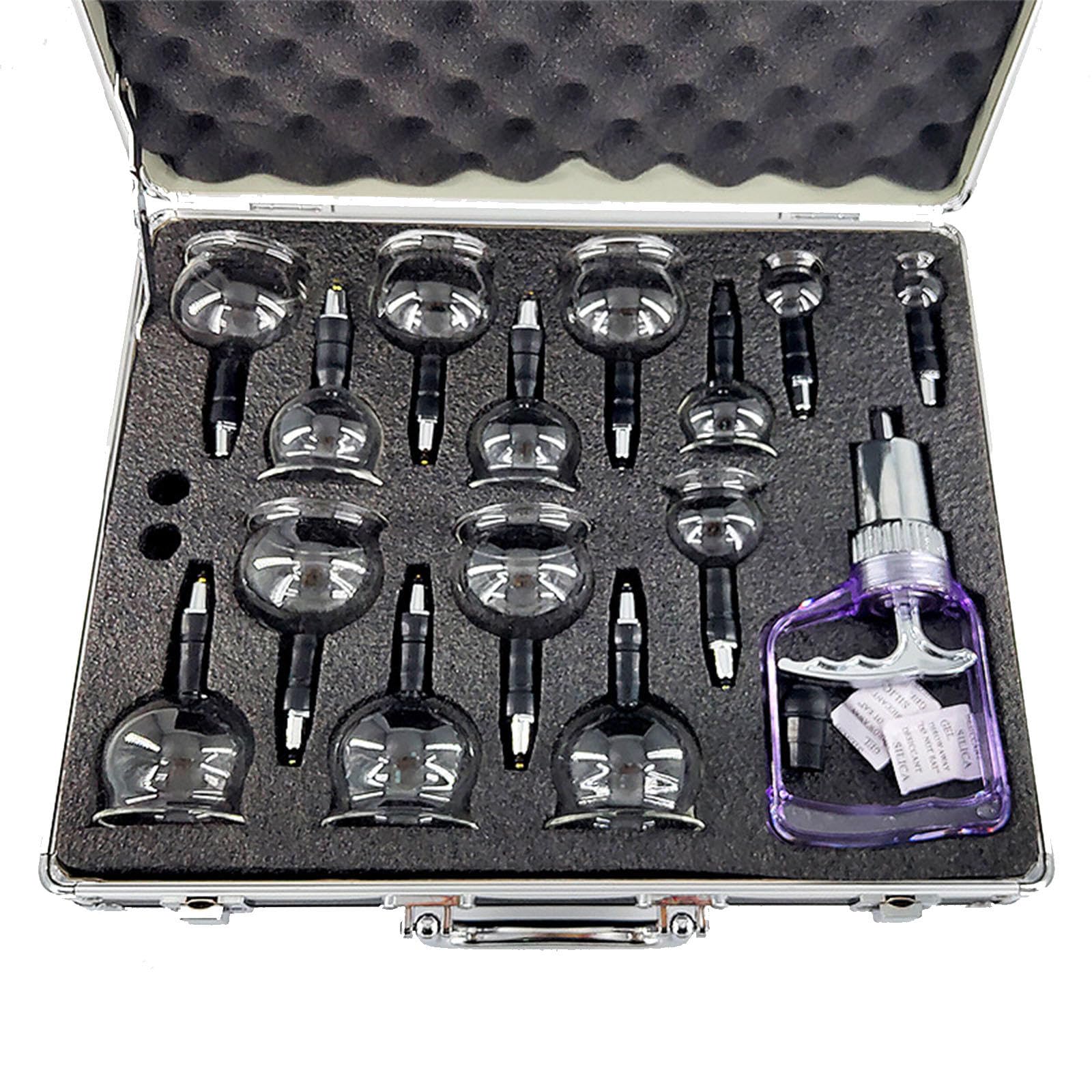 Set di coppette da 14 Pezzi, Set di coppette Cinesi sottovuoto, Terapia di coppettazione Fisica Cinese con Punti di agopuntura per Salone di Bellezza o Uso Domestico