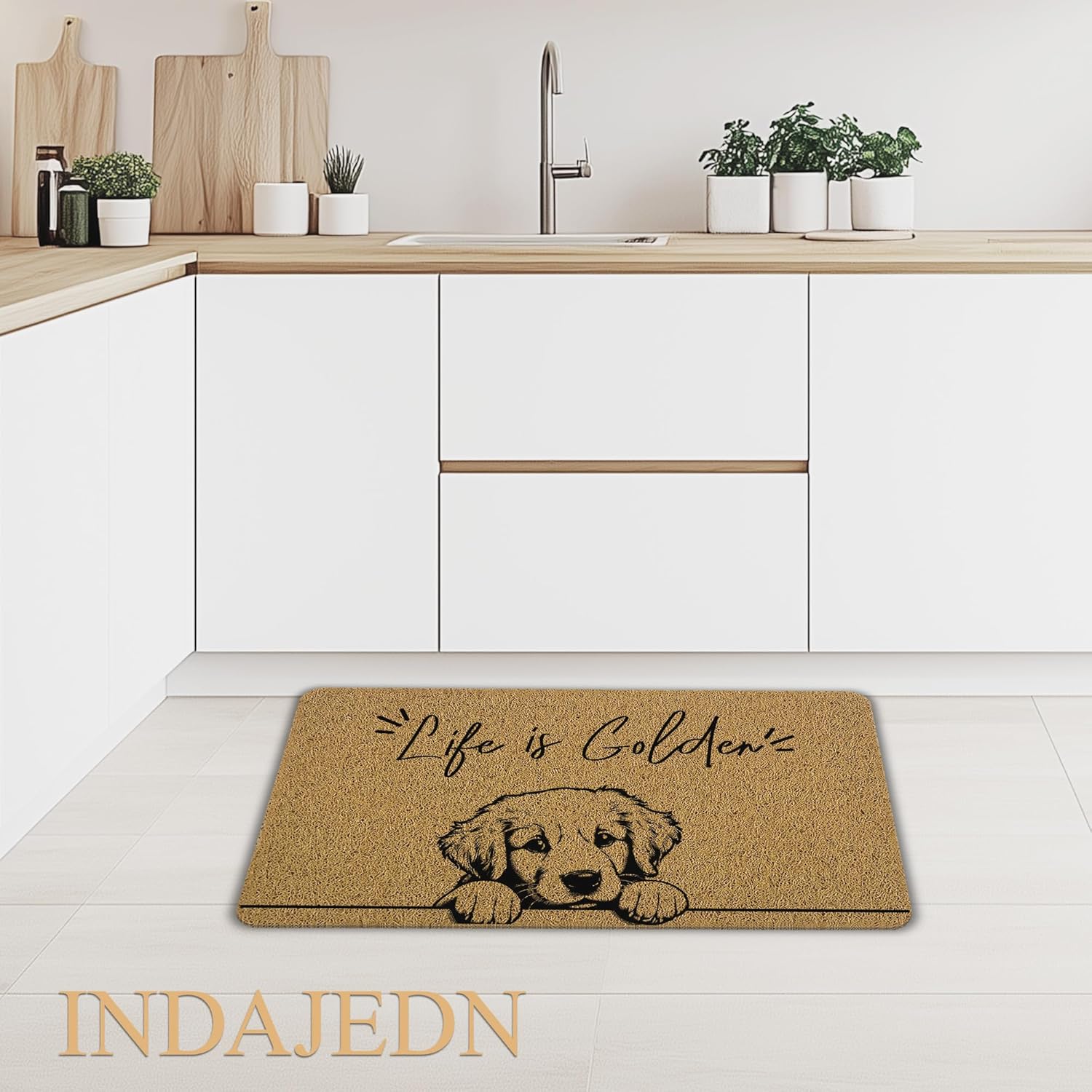 Golden Retriever Gifts Door Mat 17x29 Inch, Life is Golden Welcome Mats Doormat for Front Door Porch Outside Inside Outdoor Indoor Entrance.