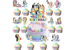 Premium Quality 25PCS Blue Dog Cake Cupcake Toppers