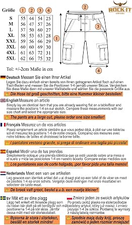 ROCK-IT Apparel Cargo Shorts for Men with Belt Bermuda Vintage 6 Pockets to Close Summer Shorts for Men - Sizes S-5XL - Many Colors