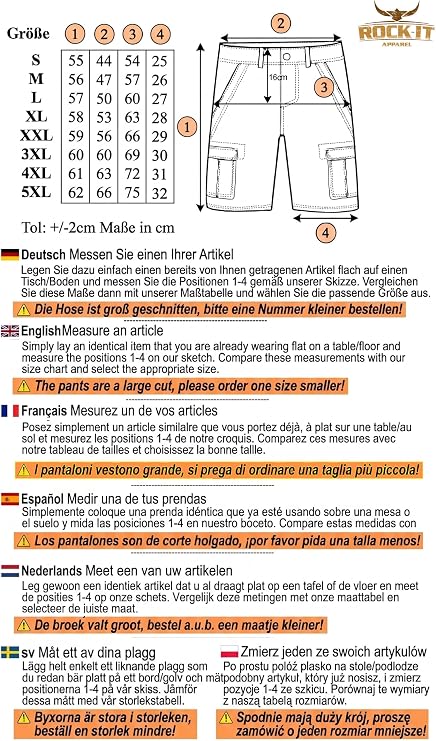 ROCK-IT Apparel Cargo Shorts for Men with Belt Bermuda Vintage 6 Pockets to Close Summer Shorts for Men - Sizes S-5XL - Many Colors