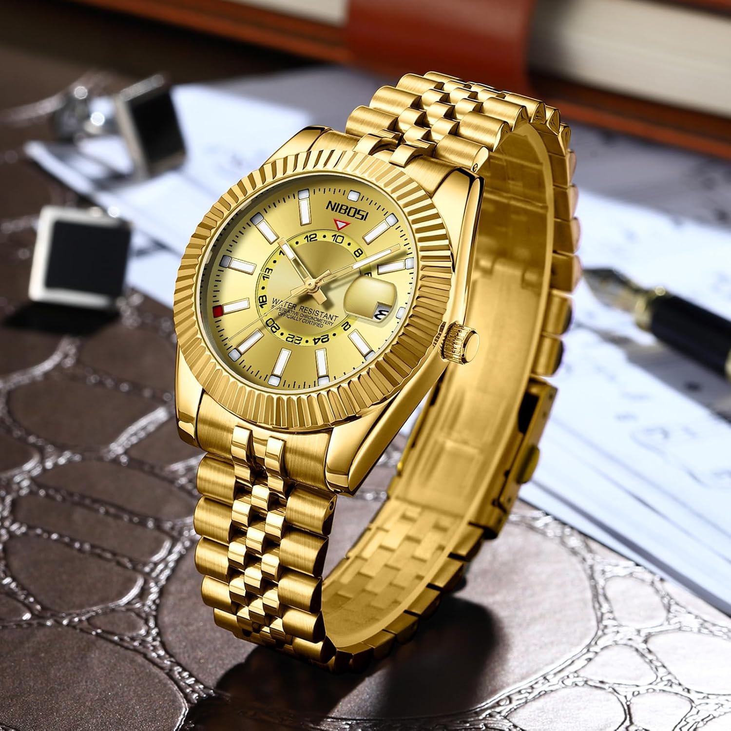 NIBOSI Watches for Men Analog Quartz Stainless Steel Dial with Date Waterproof Business Classic Luxury Dress Mens Wrist Watches - Image 4