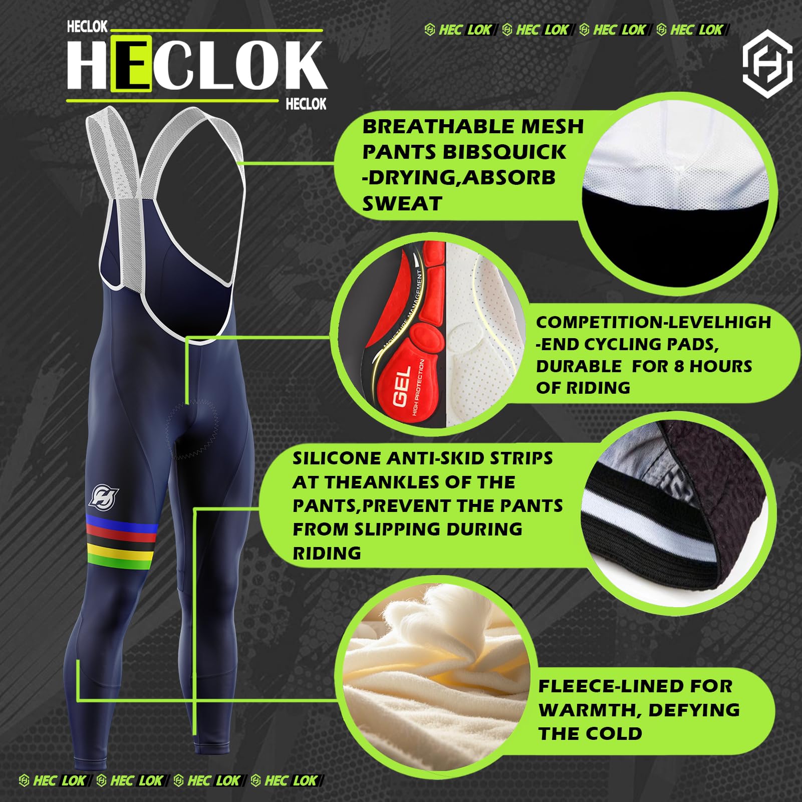 Maillot de Cyclisme Hiver Homme | Ensemble Thermique Polaire à Manches Longues et Culotte avec Gel | Tenue Vélo Route