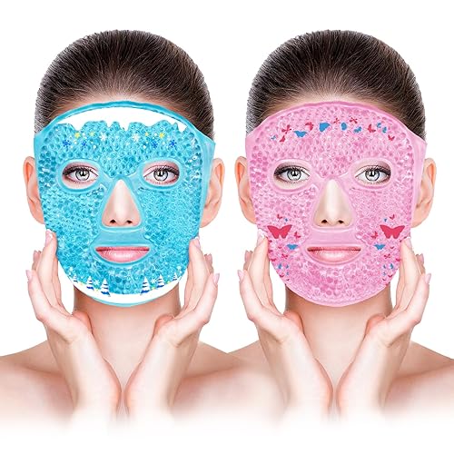 Miniatura 62 de Máscaras faciales frías para ojos, máscara facial de hielo, compresa fría y caliente para ojeras, hinchazón, migrañas, dolor de cabeza, estrés, #03