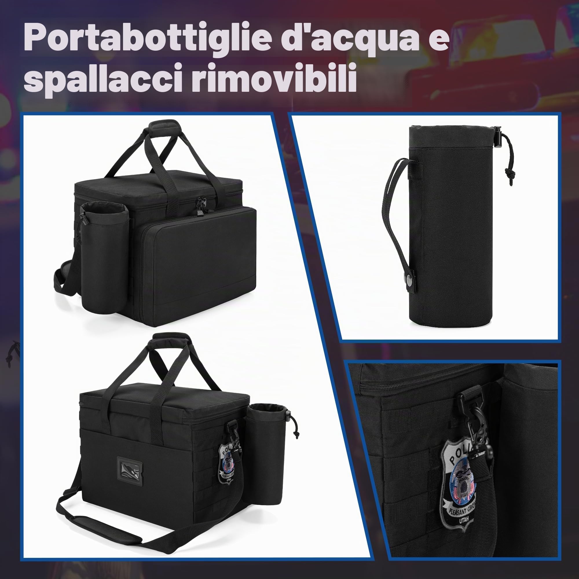 Trunab Borsone Polizia Borsa Tattica MOLLE Borsa Pattuglia, Organizer da Auto per Sedile Anteriore,Borsa Viaggio Tracolla Militare Gran Capacità con Scomparto per Laptop 15,6"