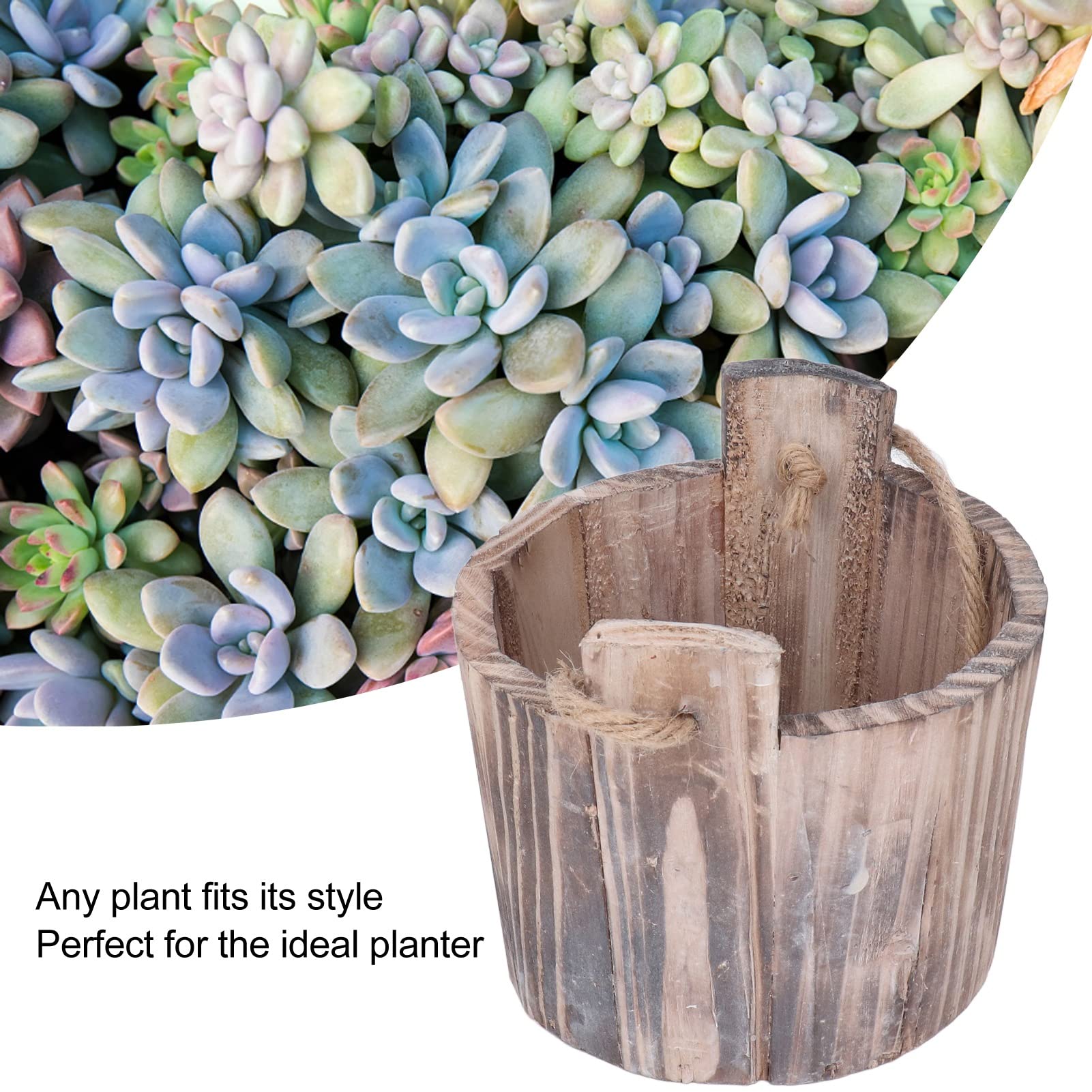 Jwthee Hanging Planter Pot, Large Wall Planter Hanging Succulent Pot Outdoor Barrel Planter Rustic Flower Pot Indoor Wall Flowerpot for Garden Patio Office Home