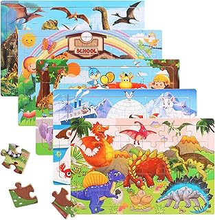 Comprar Puzzle a partir de 3, puzzle de madera para niƱos de 5 x 24 piezas, rompecabezas para niƱos, juguete educativo preescolar, rompecabezas de madera a partir de aƱos 3, 4, 5, 6 aƱos