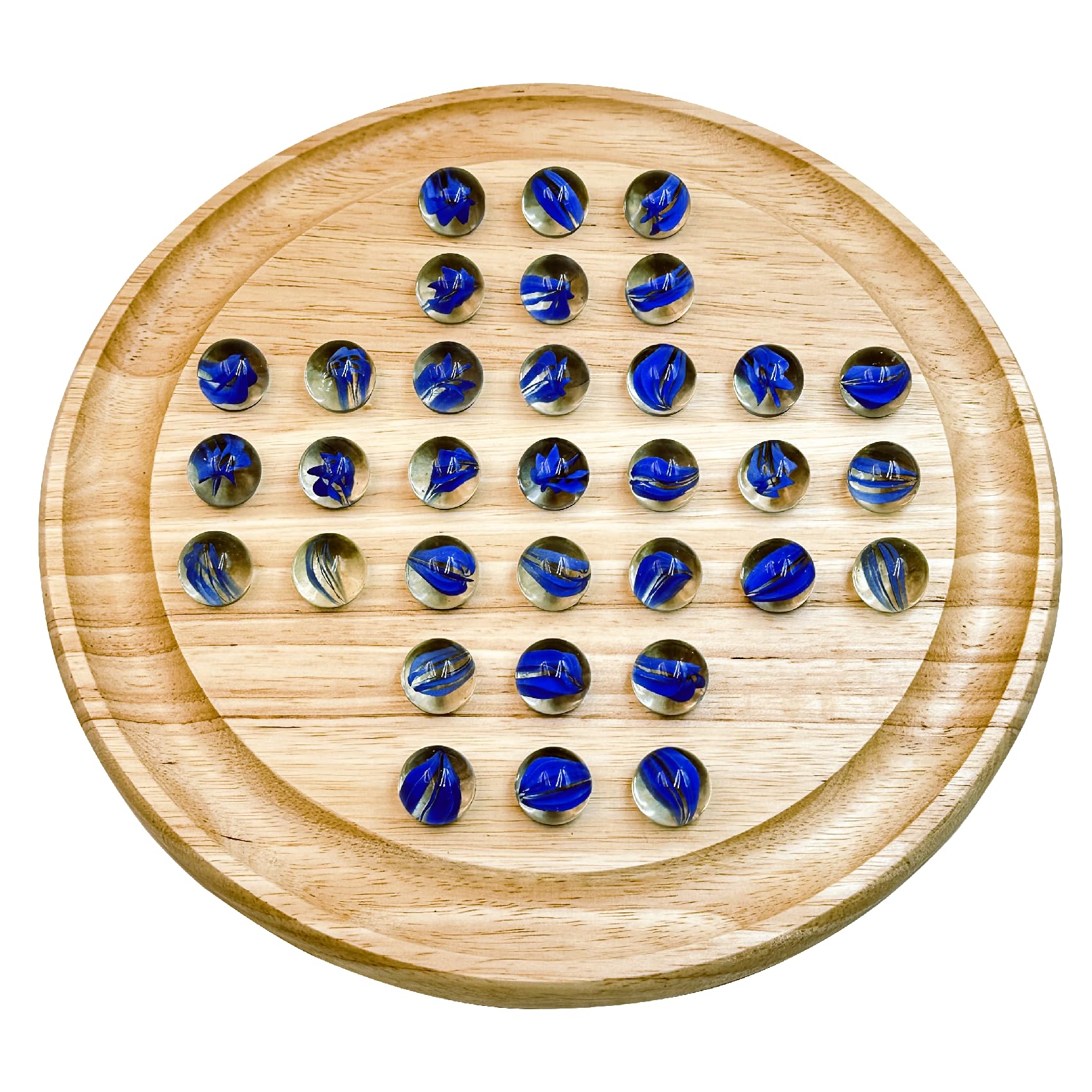 その他 Wood Solitaire with Glass Marbles Amazon.com: Marble Solitaire Board Game Set - Wooden Round