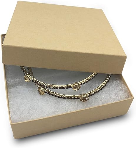 TheDisplayGuys - Caja de regalo de papel de cartón relleno de algodón 33 color marrón Kraft 3 12 x 3 12 x 1 pulgadas