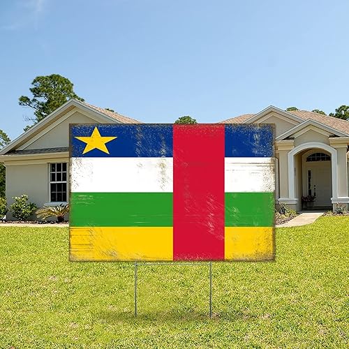 Miniatura 4 de Letrero de bandera patriótica de la República Centroafricana, letrero de jardín de plástico corrugado resistente a la intemperie, letrero de venta