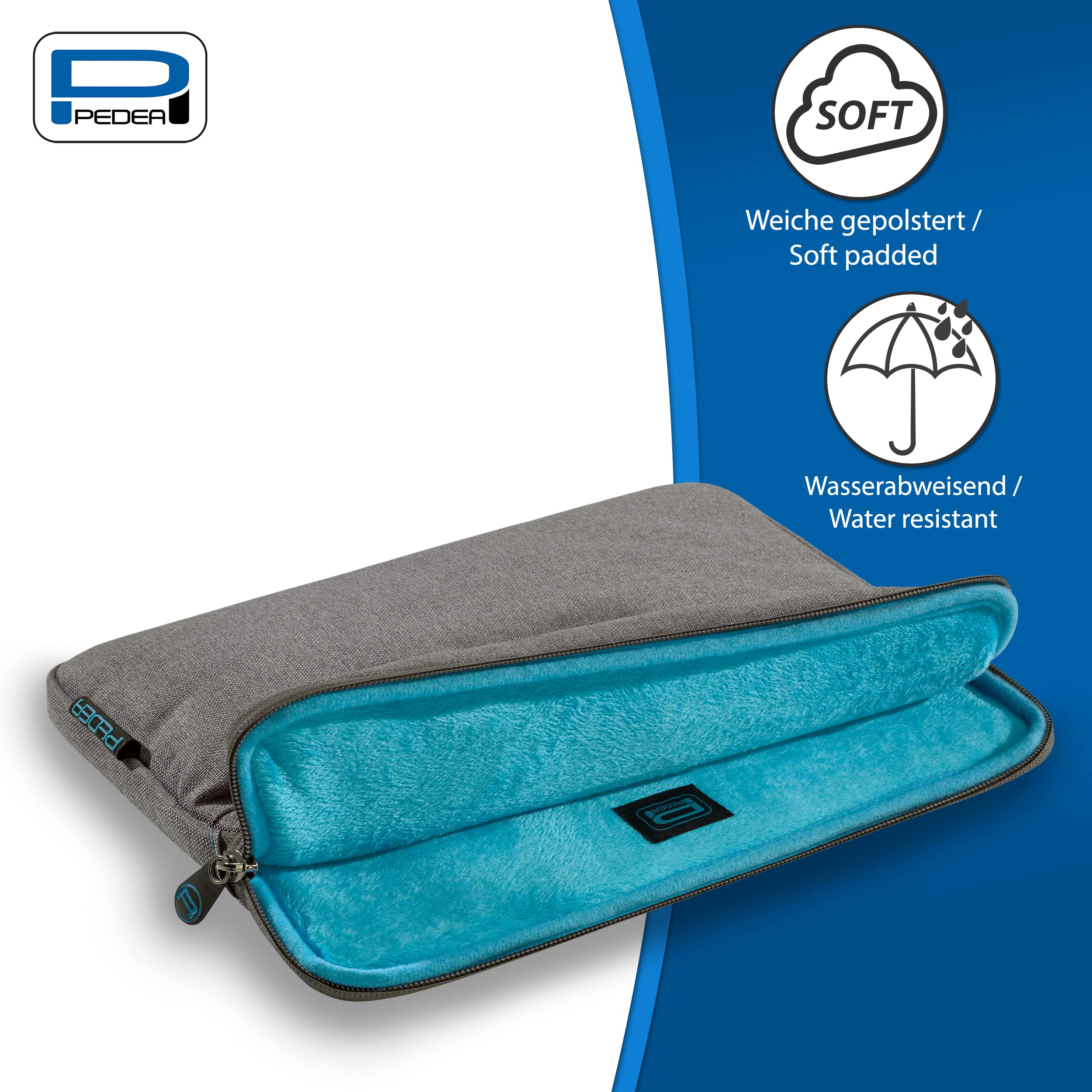 PEDEA Borsa per Tablet PC Fashion da 10,1-11 pollici (25,6-27,96 cm) custodia di protezione, astuccio con tasca per accessori, grigio