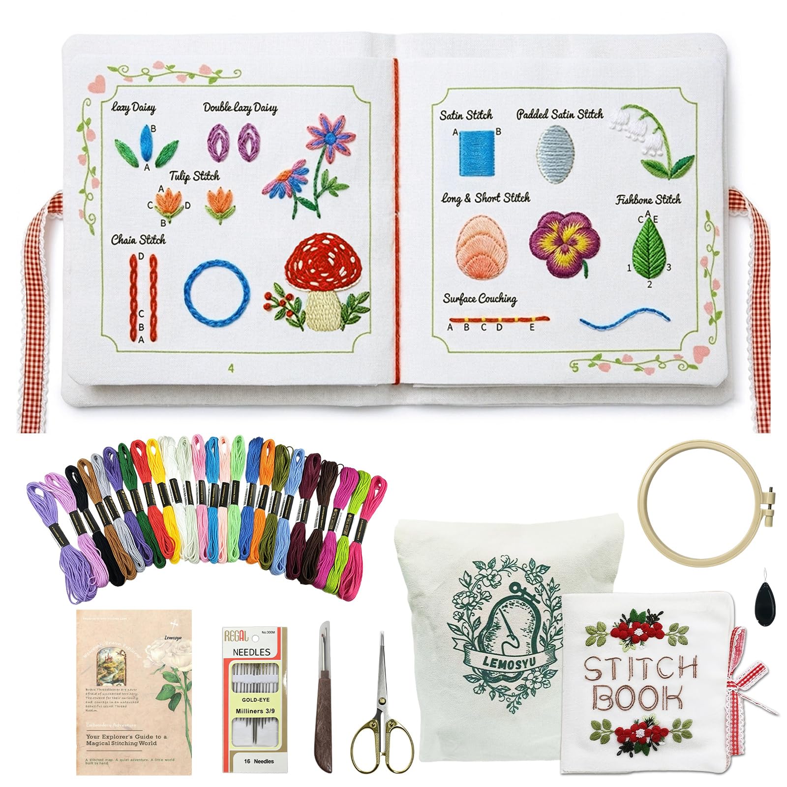 Embroidery Stitch Book Kit - Beginner Friendly -1