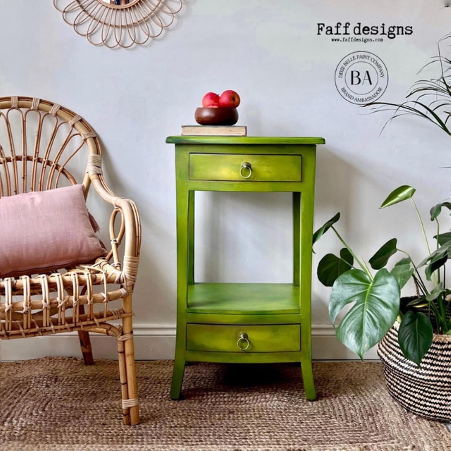 Dixie Belle Terra Clay Paint - Pistachio (16oz) - Citron Green Water-Based Terra Artisan Clay Paint for DIY Wood, Canvas, Tile, Fabric, Home