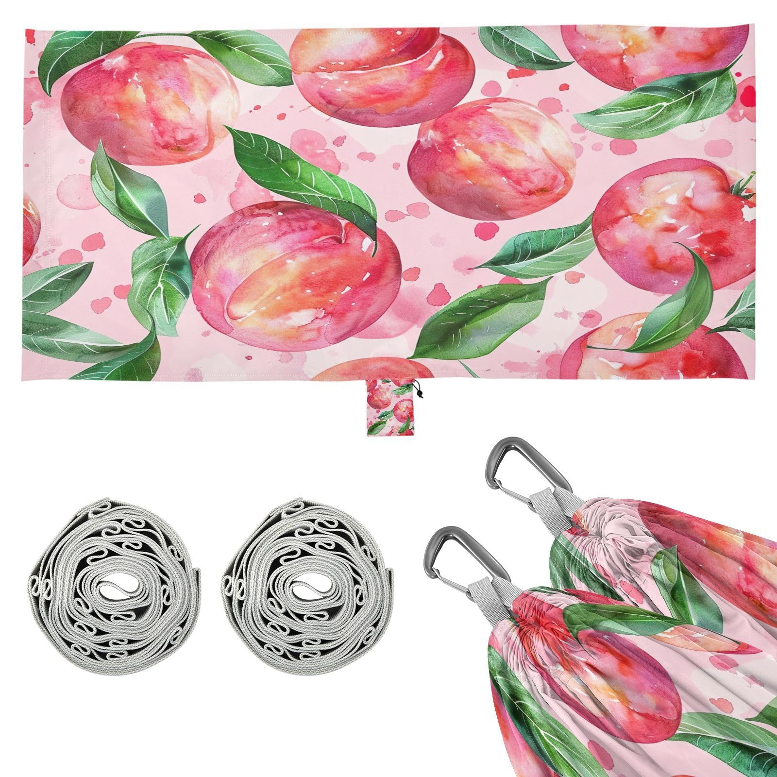 ATTX Watercolor Peach Camping Hammock - Lightweight & Portable Hammocks, Heavy Duty 330lbs Capacity for Indoor, Hiking, Backpacking, Travel, Backyard, Beach#522