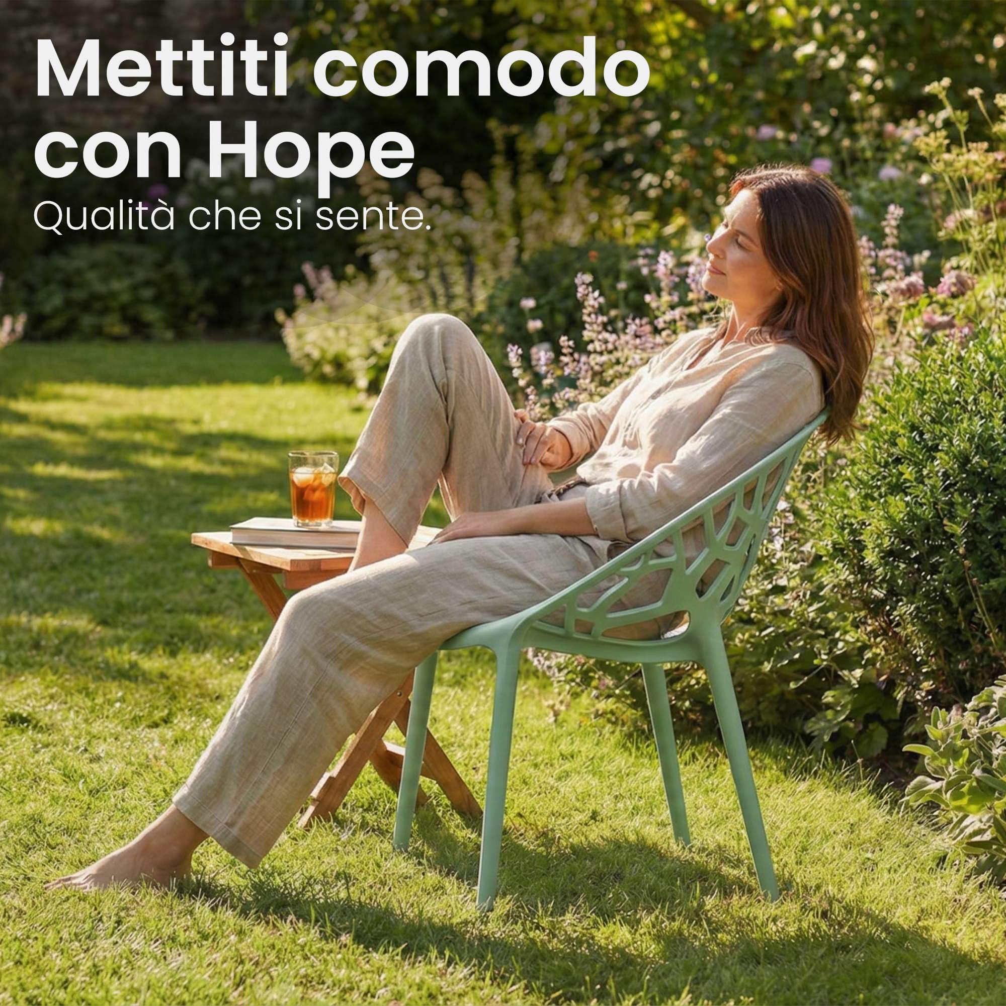 CLP Sedie da Giardino Hope, Set da 2 Impilabili, Resistenti Intemperie e Raggi UV, Poltroncine per Esterno in Plastica con Braccioli, Max 150 kg Colore:verde chiaro