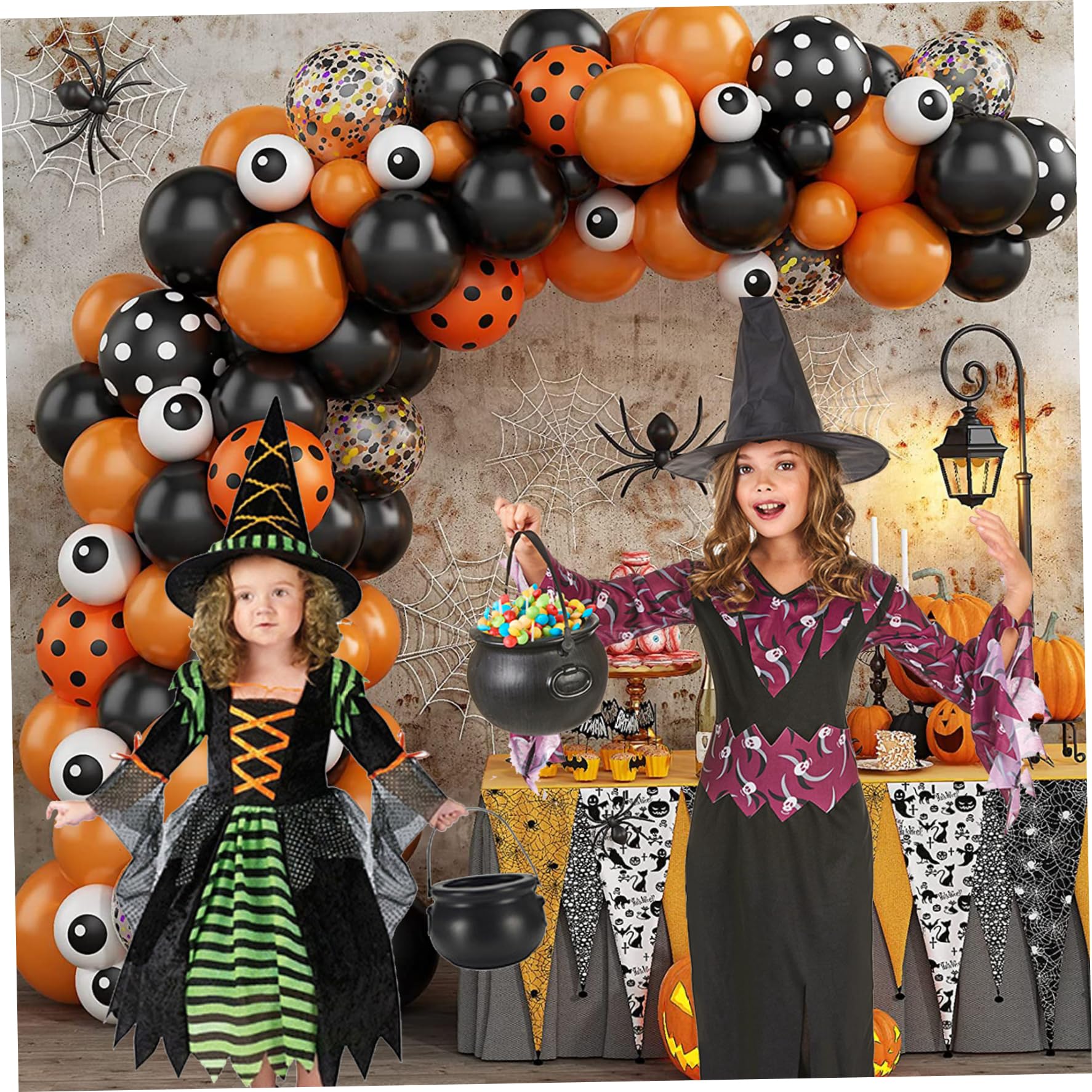 9 Piezas Caldero con Mango Caldero de Plástico Caldero Olla de Caldero Caldero de Brujas Caldero de Plástico Decorativo Resistente Tazón de Dulces de Halloween Olla de Caldero para Fiesta Bar Club