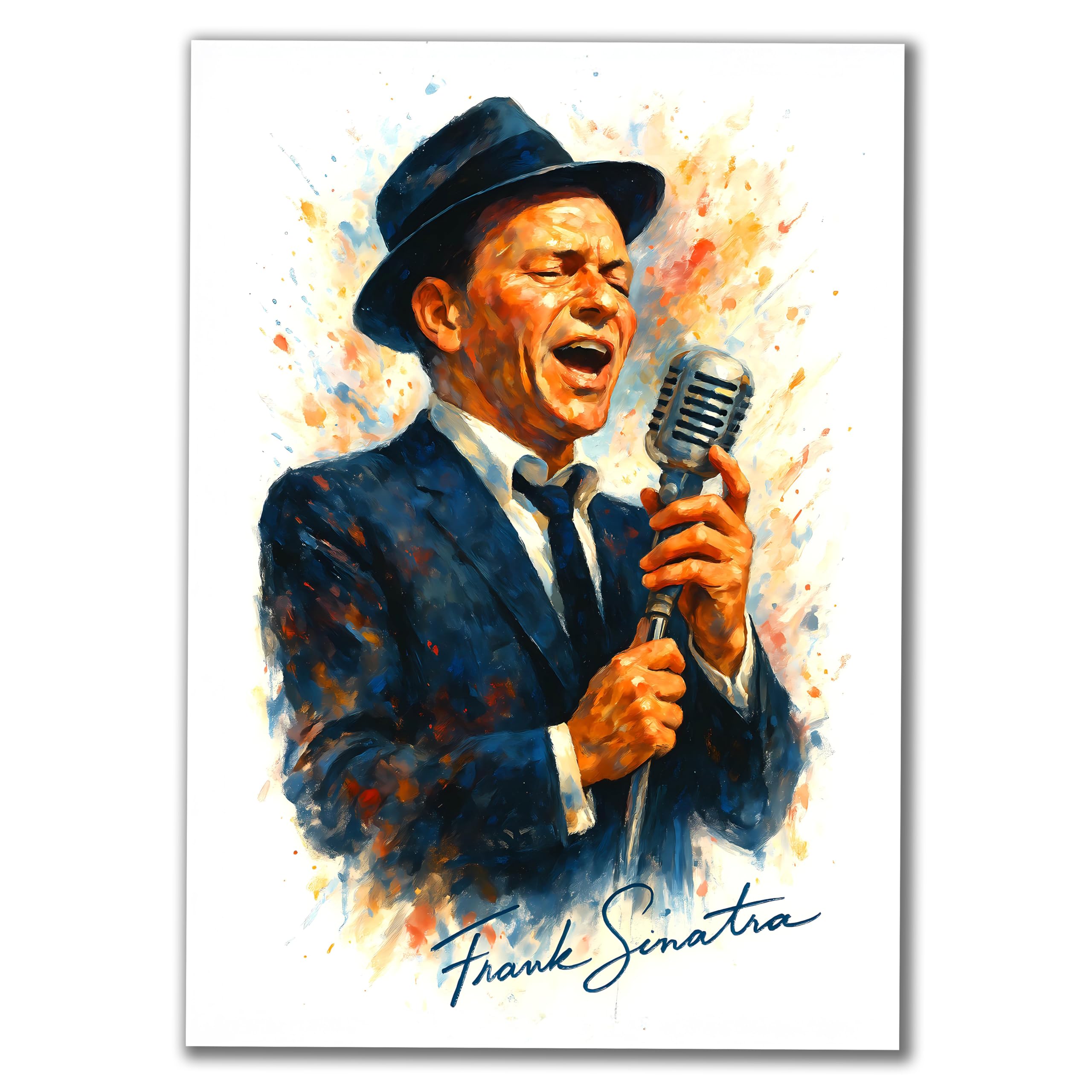Frank Sinatra Wall A4 Art Print, Watercolor Style, Vintage Singer Portrait, Music Legend Poster