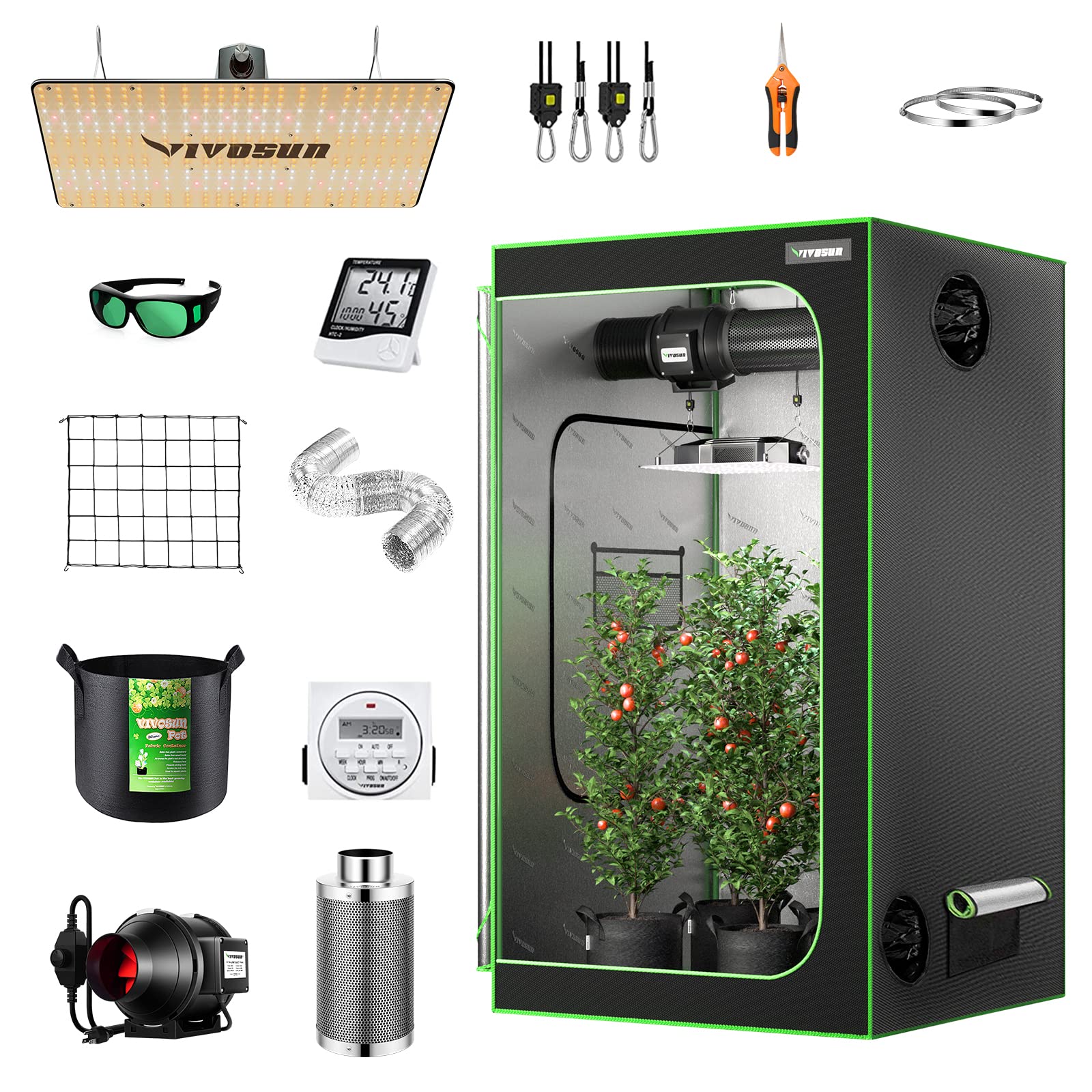 Buy VIVOSUN GIY 3x3 Grow Tent Complete System, 3x3 ft. Grow Tent Kit
