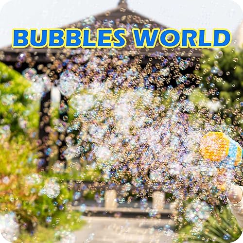 Miniatura 4 de Pitpat Pistola de burbujas Bazooka de 64 agujeros, 5000 burbujas por minuto, con 2 soluciones de burbujas, 20 paquetes de concentrado, color rosa