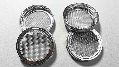 Vista 6 de Tapas de malla de boca ancha para brotar de acero inoxidable 316, tapa coladora para tarros de conservas masón, germinación de semillas, brotes de 4