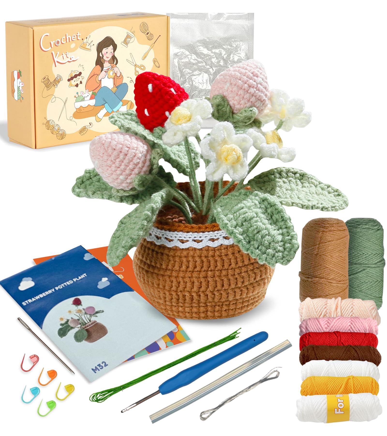 Ktmeor Häkelset für Anfänger, Häkeltier-Set, 2 Oktopus für E