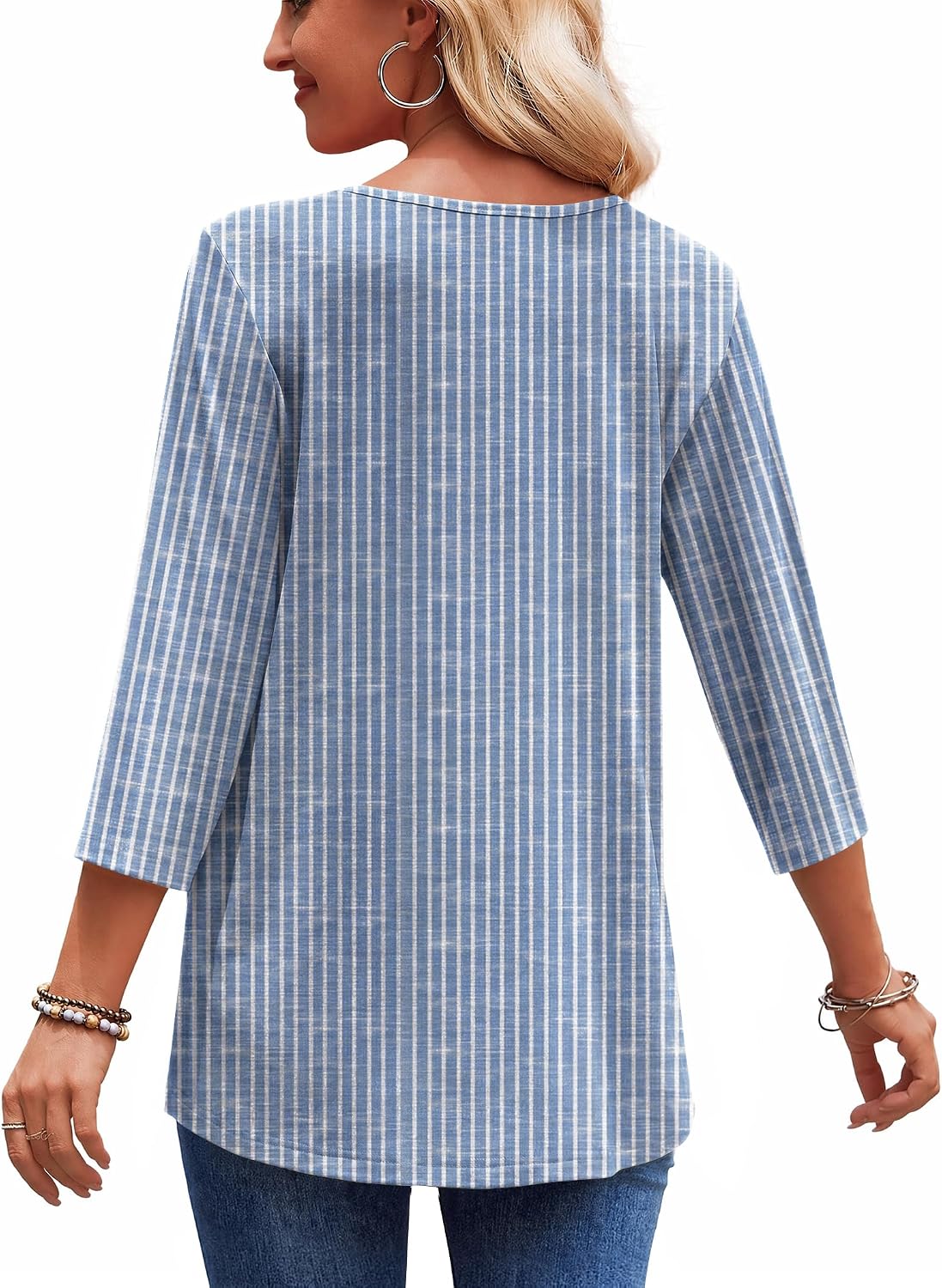 Zeagoo 3/4 Length Sleeve Womens Tops 2026 Blouses for Women Dressy Casual Fashion Clothing V Neck T-Shirts Summer Outfits