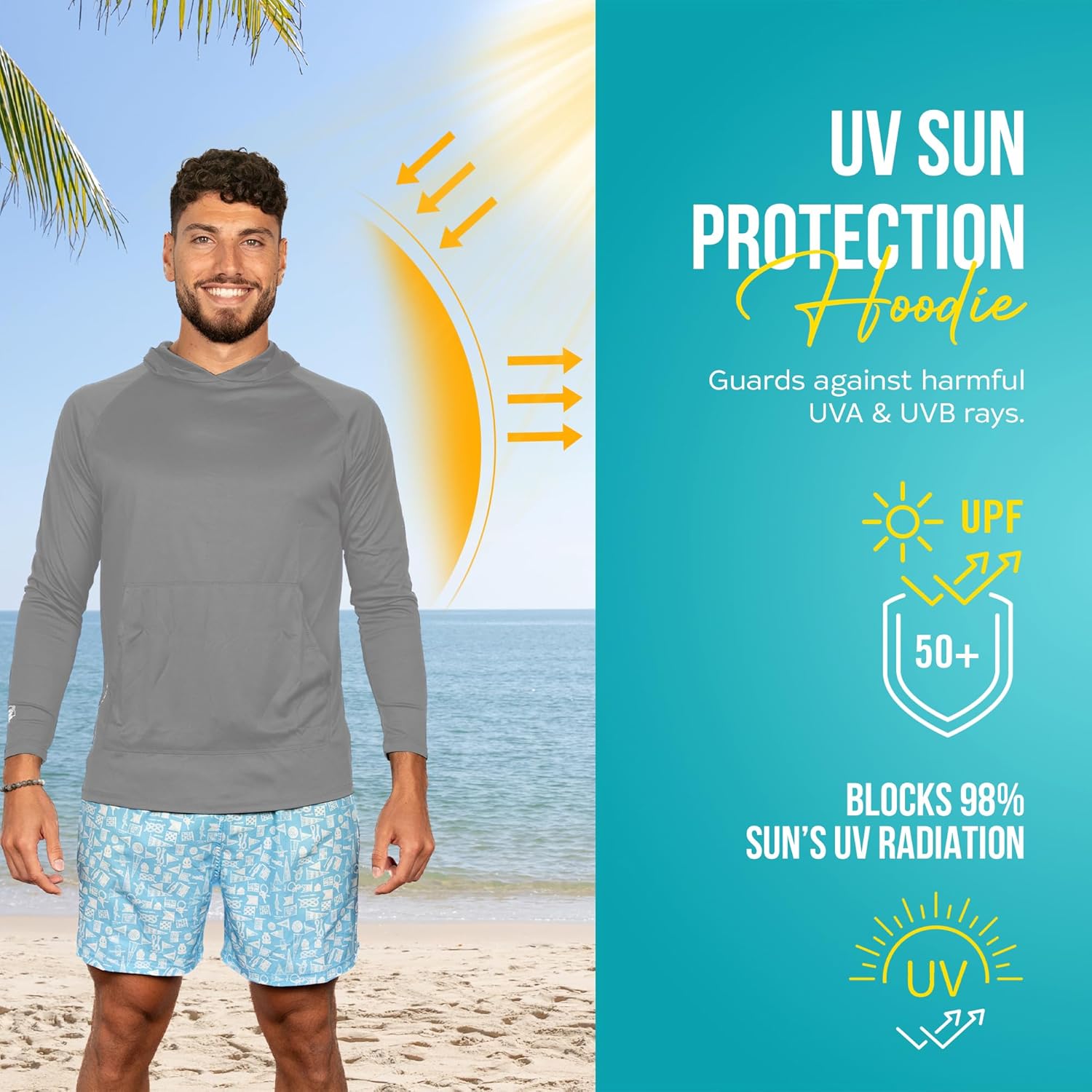 Banana Boat Men's Rash Guard Long Sleeve tee Shirt Hoodie for Men