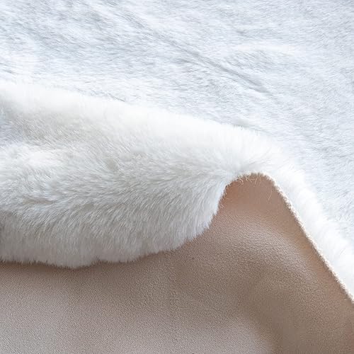 Miniatura 8 de Alfombra blanca de piel sintética de 5 x 7 pies para sala de estar, alfombra lavable para dormitorio, decoración de habitación de niña, alfombra