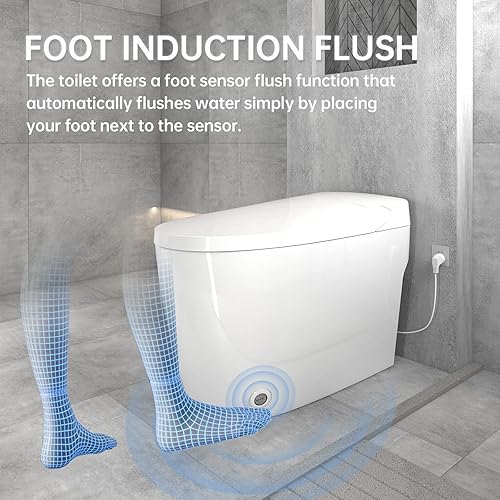 Miniatura 3 de Little Meerkat Inodoro inteligente, inodoros inteligentes sin tanque de una pieza para baños  Inodoro inteligente moderno con potente descarga