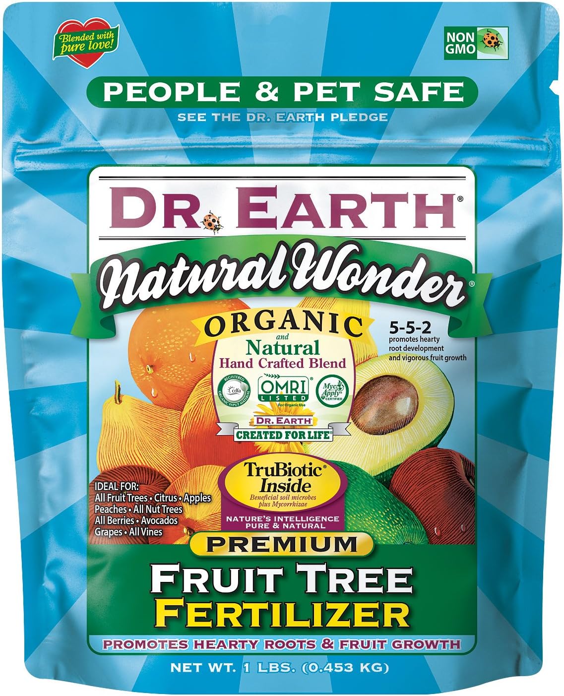 Dr. Earth 70656 1 lb 5-5-2 MINIS Natural Wonder Fruit Tree Fertilizer