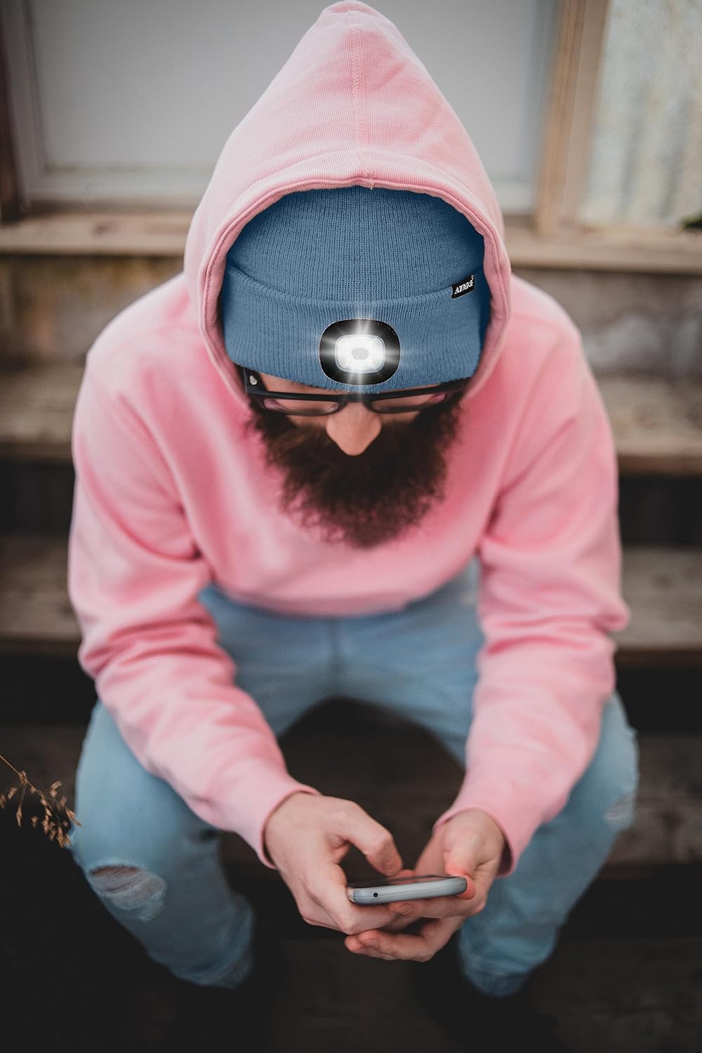 ATNKE LED Lighted Beanie Hat,USB Rechargeable 4 LED Running Headlamp Lined Fleece Cap with Light Gift for Men and Women - Image 7