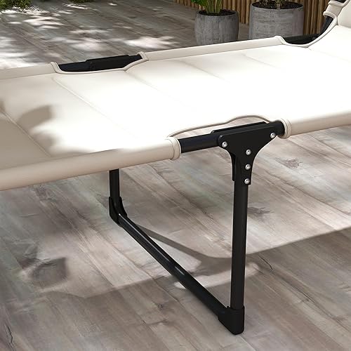 Miniatura 8 de Outsunny Sillón de 2 piezas para exteriores, respaldo ajustable, tumbona plegable, silla de bronceado acolchada con techo parasol y reposacabezas de