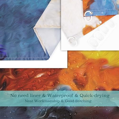 Miniatura 8 de LIVILAN Cortina de ducha abstracta de mármol azul para baño, juego de cortina de ducha moderna con 12 ganchos, 72 x 72 pulgadas