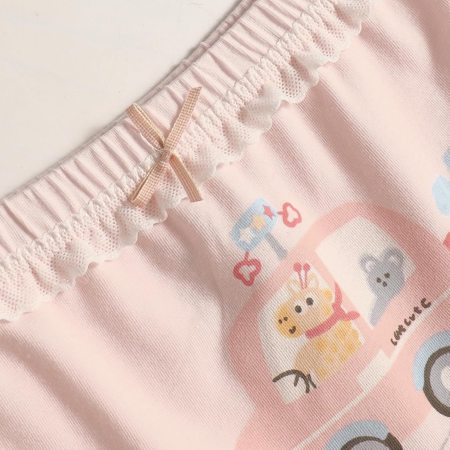 Little Girls' Cotton Boxer Shorts with Soft Lace Princess Bow on the Front