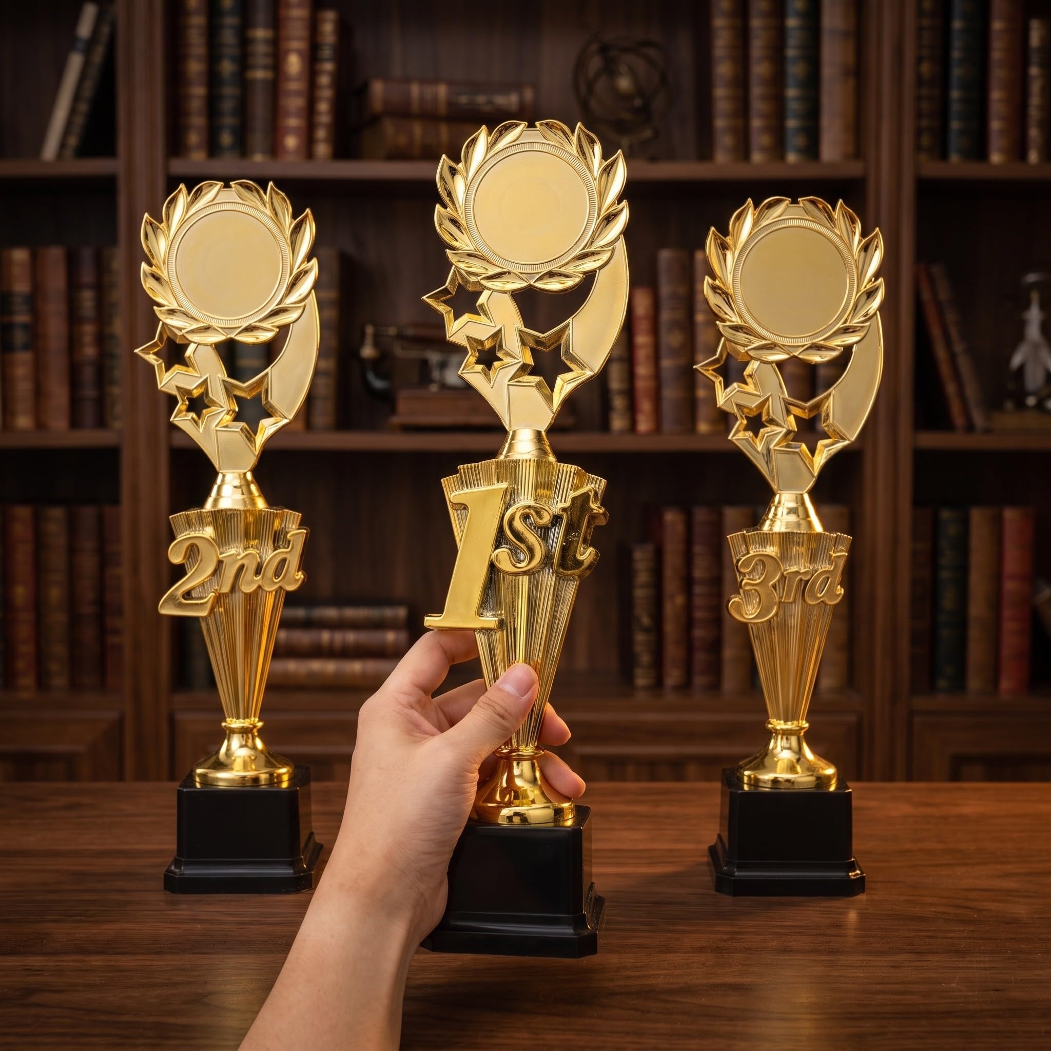 TOYANDONA 3 trofei per Il 3°, 2° e 1° Posto, trofei Premio a Stella per | Coppa divertente per tornei sportivi, trofei in plastica per competizioni di calcio, basket e baseball.
