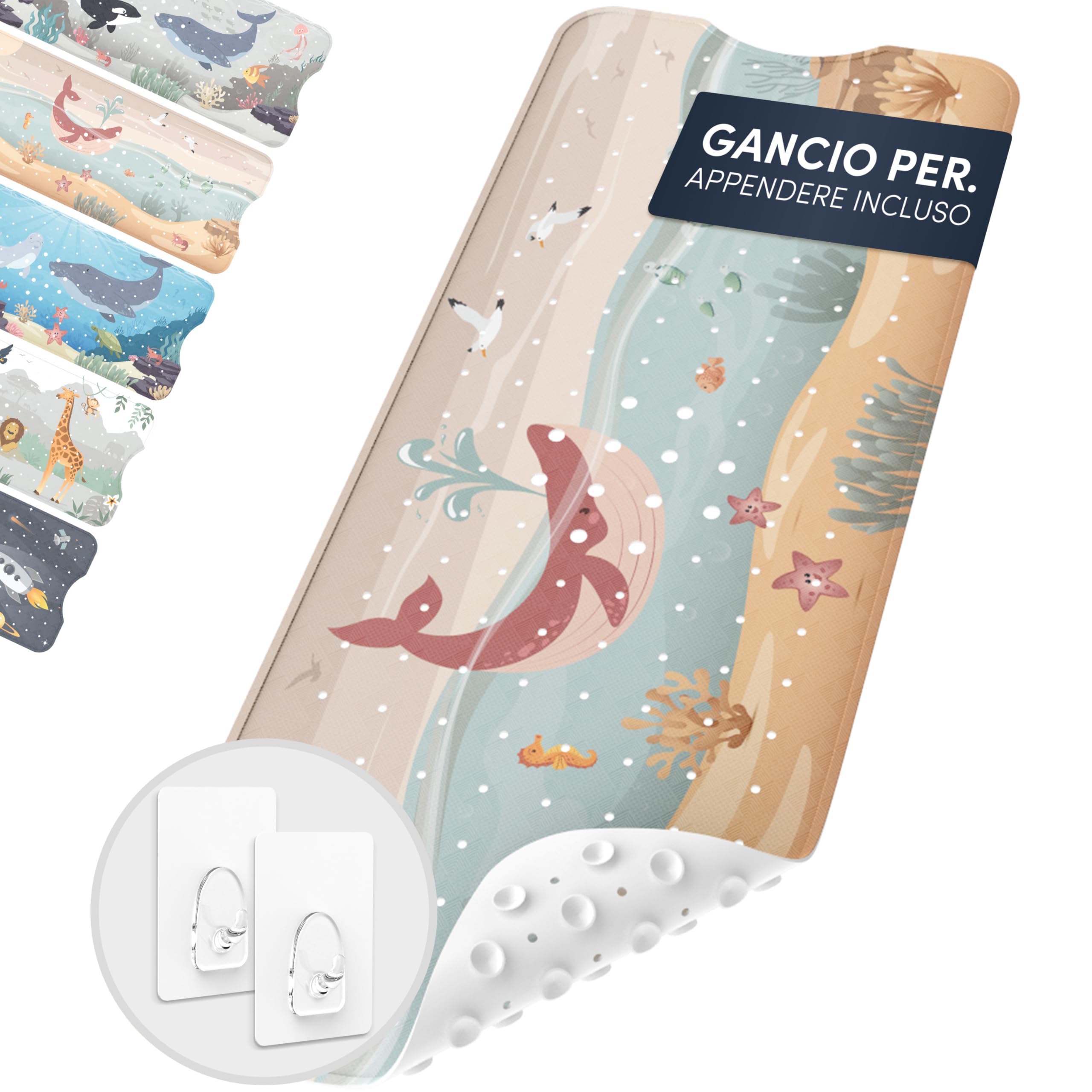 avakido® Tappetino vasca antiscivolo bambini - Senza BPA, resistente alla muffa e lavabile in lavatrice - Tappeto per vasca da bagno sicuro