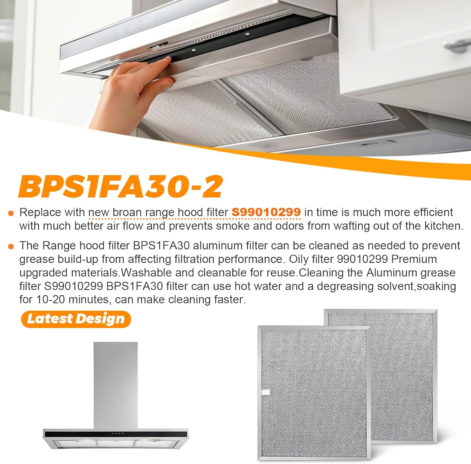 2025 UPDATE BPS1FA30 Range Hood Aluminum Filter 2 Pack by Blutoget - 11-3/4" x 14-1/4" x 3/8" - Fit for B-roan Nutone Grease Filter QS1 and WS1 30 - Replaces BPS1FA30 99010299 S99010299 AP3378953 8322