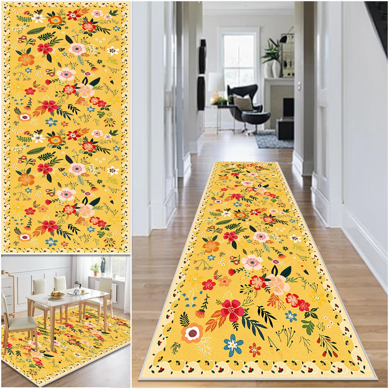 Tapis cuisine devant évier lavable en machine avec dossier antidérapant 80x500cm