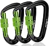 L-Rover Lightweight Locking Carabiner Clips,Carabiner Heavy Duty,x3/12kN/2645-pound Rating Caribeaners for Hammocks,Swing,Locking Dog Leash and Harness, Camping,Keychains,Hiking&Utility