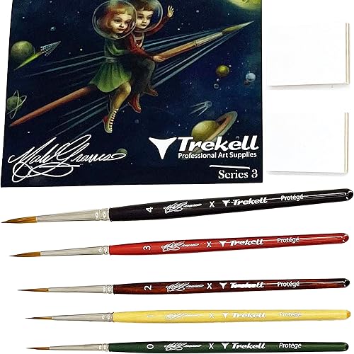 Trekell MAB Graves - Juego de pinceles de pintura en miniatura y juego de mini paneles de tablero de gesso óleo acuarela tinta gouache kit de