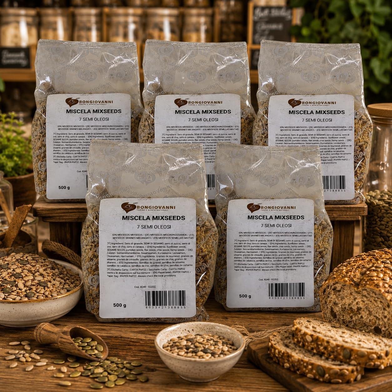 Bongiovanni Bontà Naturali MixSeeds Mezcla de 7 Semillas Oleaginosas, 500 g