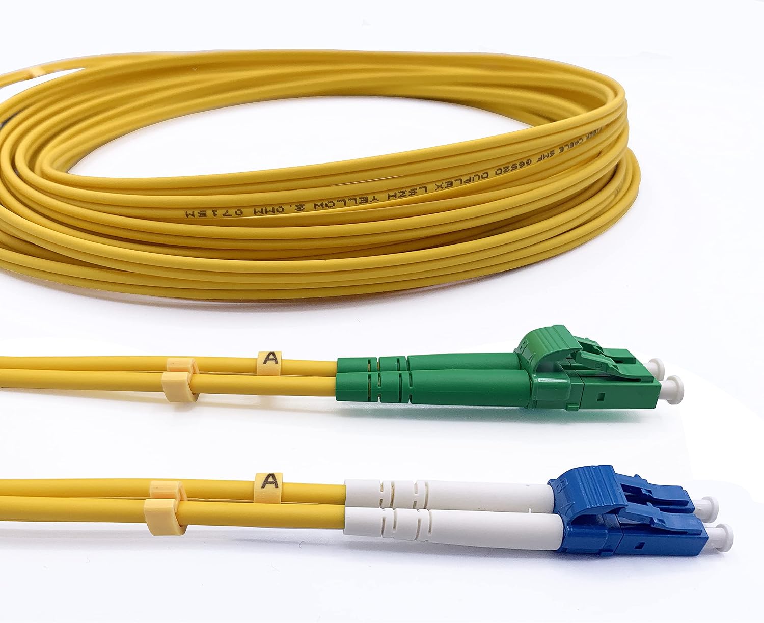 Elfcam® - LC/APC to LC/UPC Duplex Single-mode Fibre Optic Cable, 9/125μm OS2 LSZH (20M), white