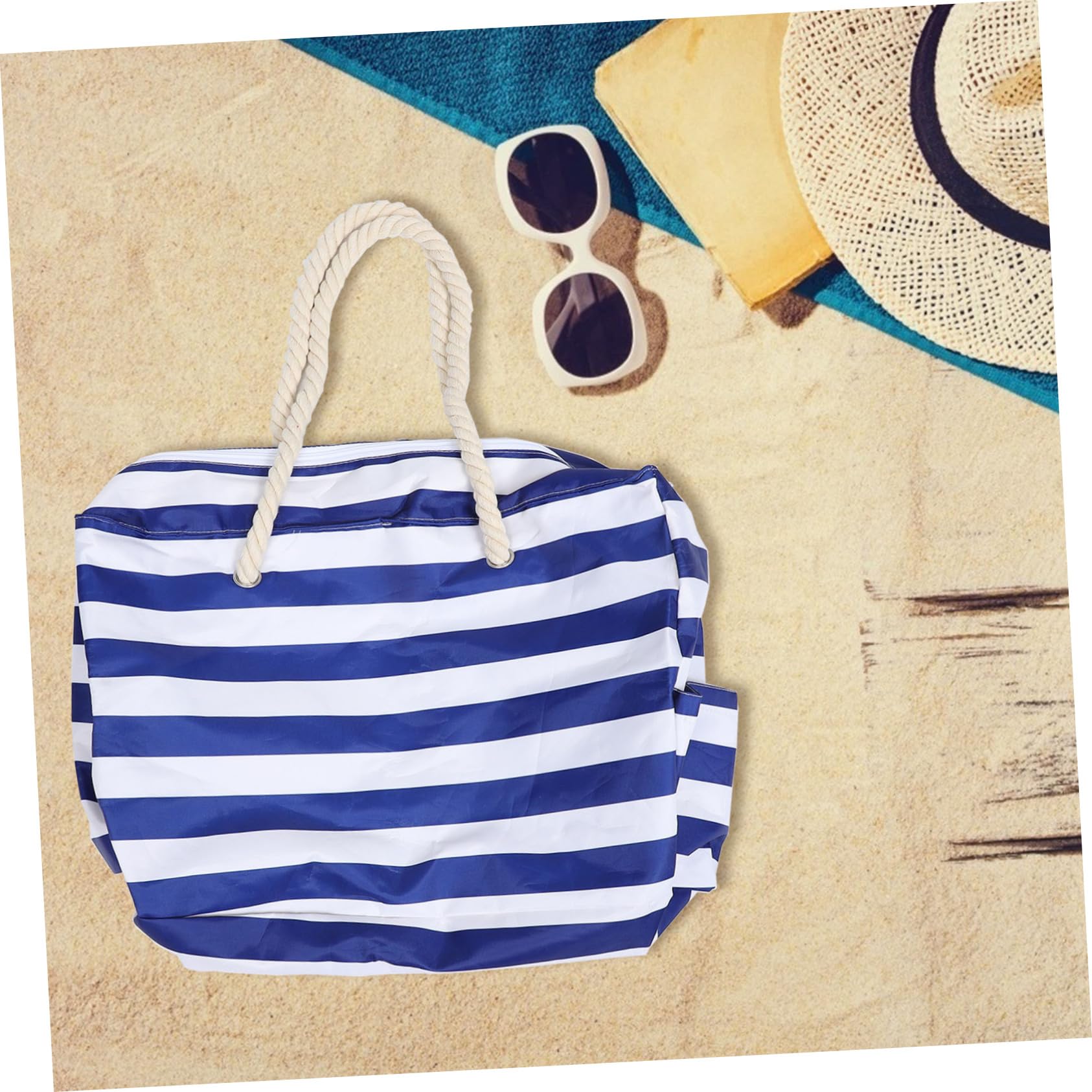 BESPORTBLE Paquet Cabas Plage Imperméable Extra Large en Toile Bleue, Pliable et Facile à Transporter pour Shopping et Voyages