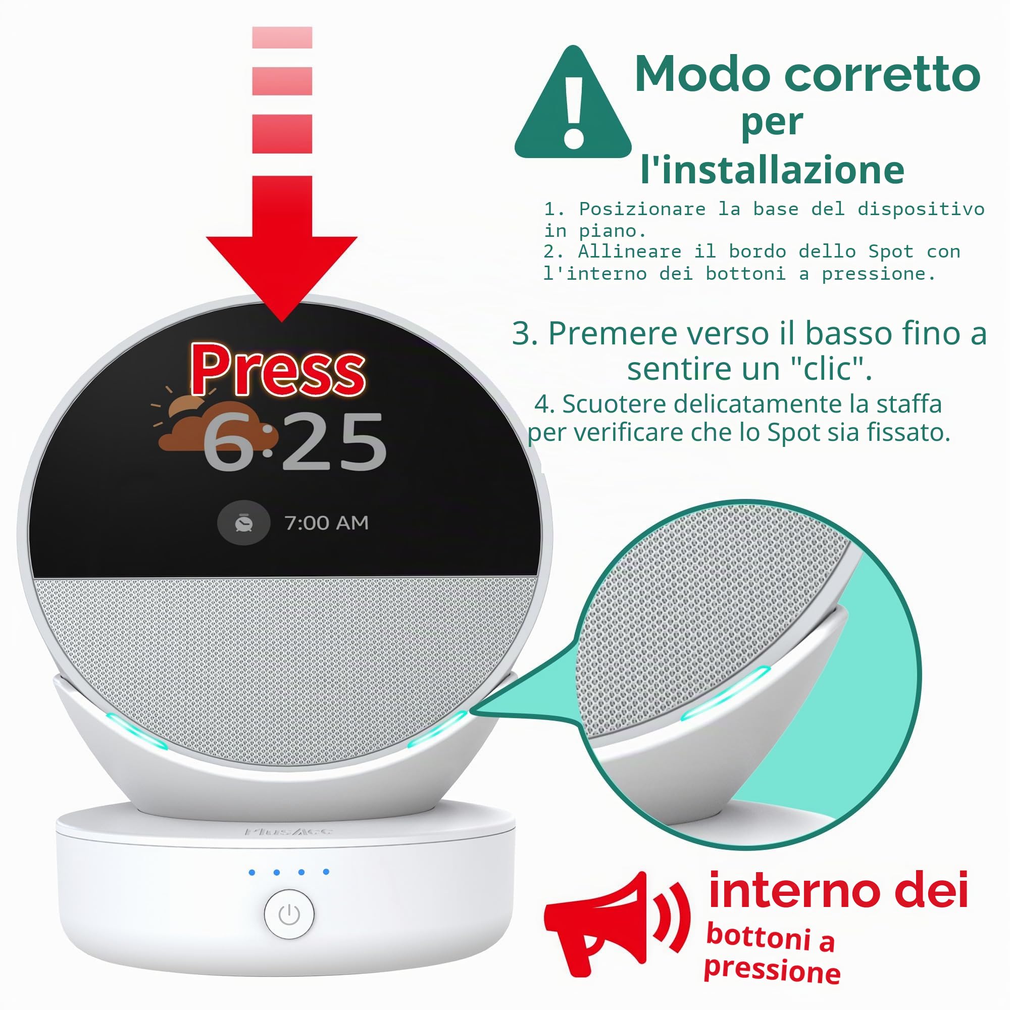 PlusAcc Batteria portatile per spot - Docking station ricaricabile con porta USB-C per ricarica iPhone/auricolari (bianco)