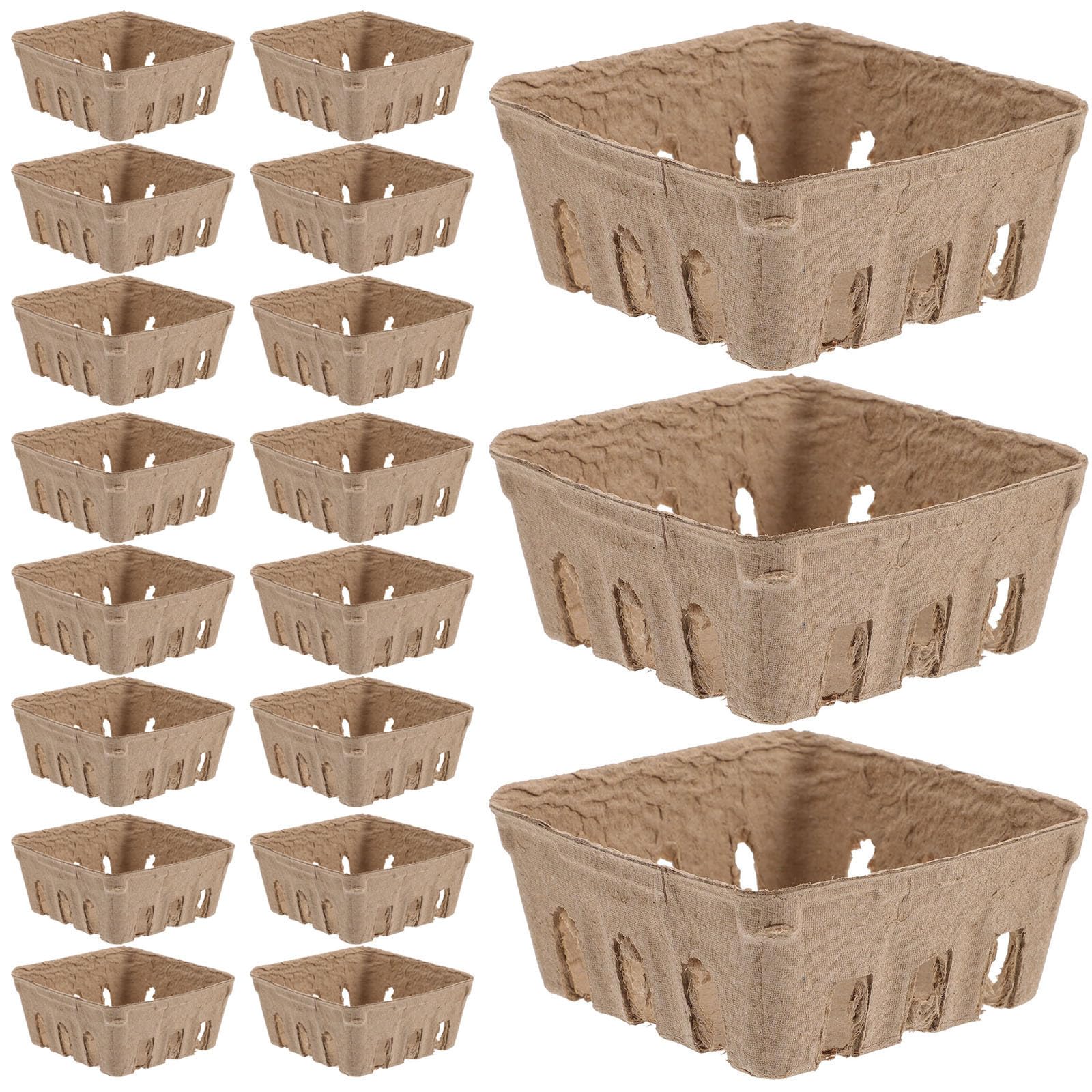 Cesta de pulpa de papel beige ligera, cajas de almacenamiento para fruta en casa