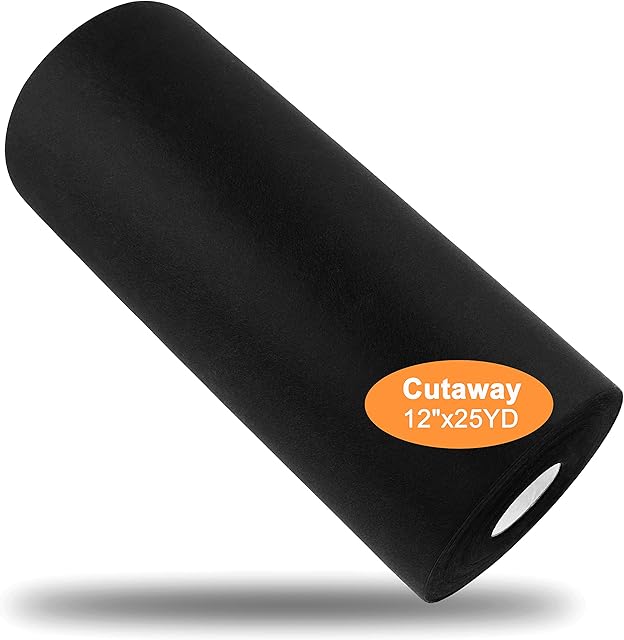 New brothread Black Cut Away Machine Embroidery Stabilizer Backing 12"x 25Yd (30cmx23M) roll - Medium Weight 70gm (2.5oz) - 3 Options - Tear Away/Cut Away/No Show Mesh
