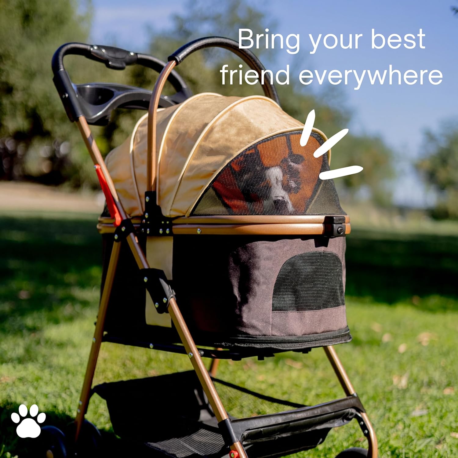 Pet Stroller for Small Dogs & Cats, Foldable for Small/Medium Dog Cat to 50 lbs, Removable Carrier, Storage Basket, Cup Holder, 3-in-1 Multifunctional Detachable (Black)