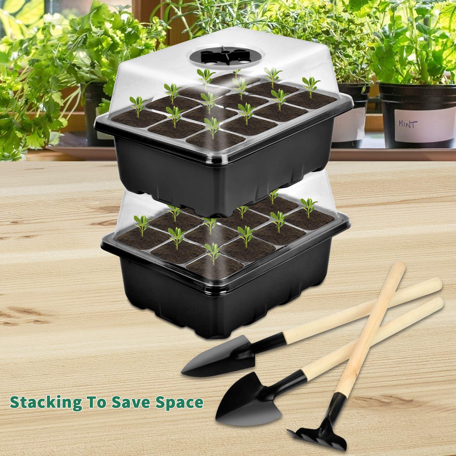 Vassoio Germinatore Per Piantine A 12 Celle, Kit 2 In 1 Con Coperchio, Avviatore Manuale Per Serra E Giardino, Coltivazione Ortaggi E Fiori